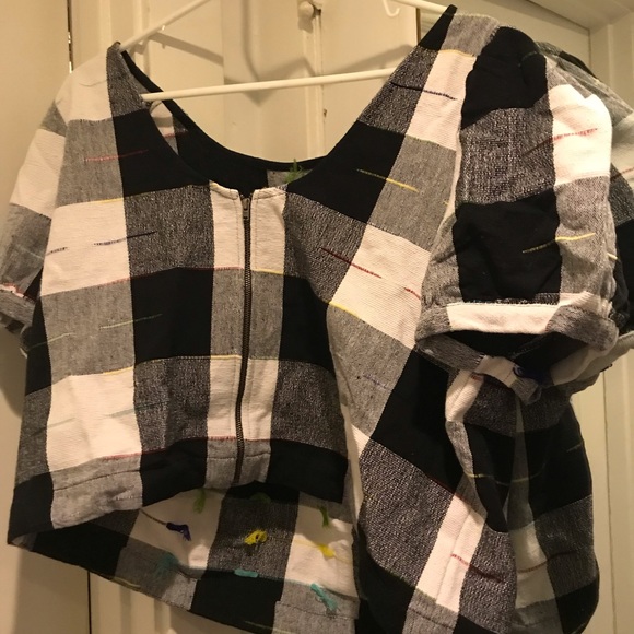 Anthropologie black and white shirt 1x plus size with zipper in the back - Picture 8 of 10